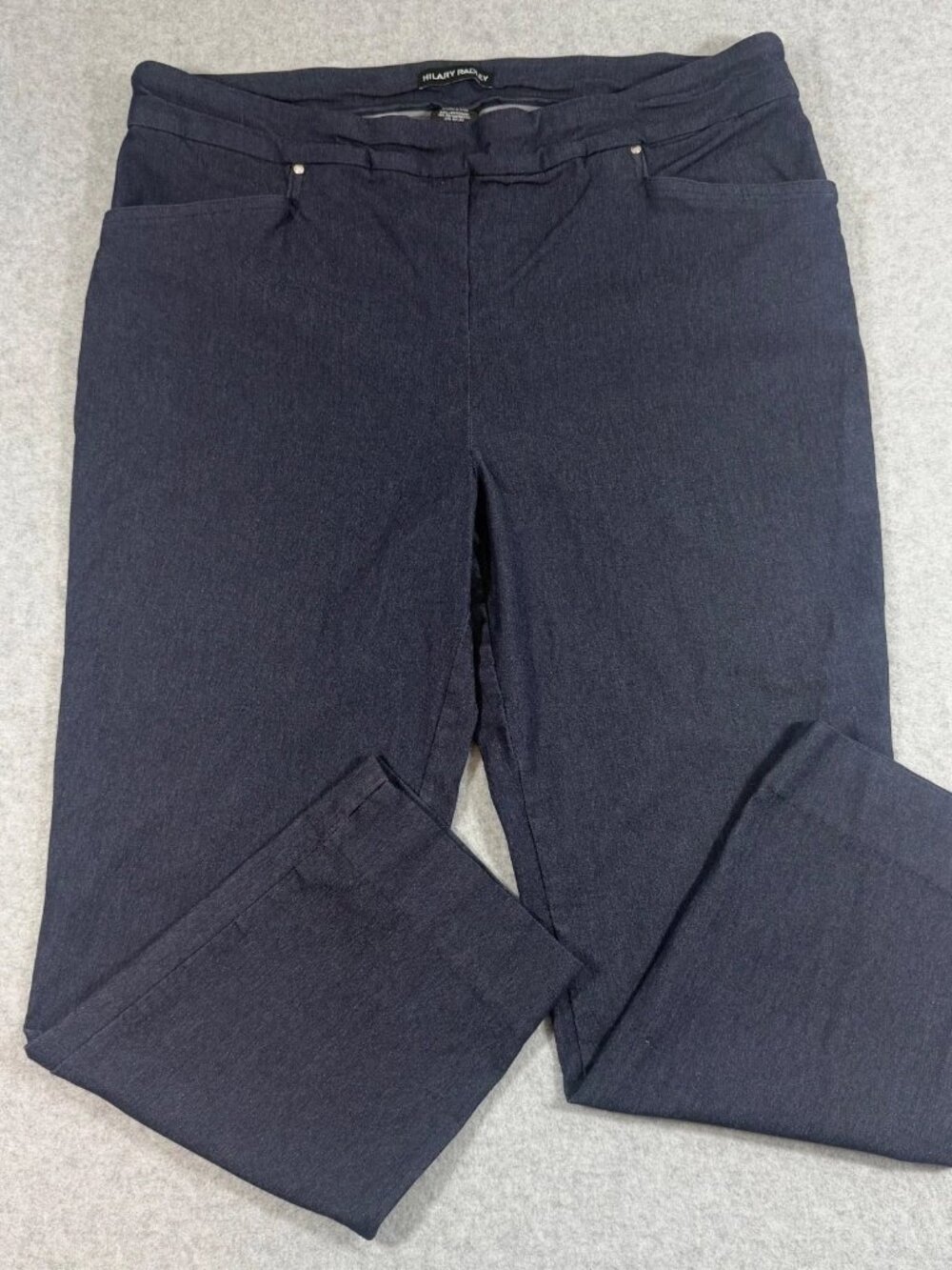 Hilary Radley Womens XL Navy Pull On Straight Leg Stretch Pants Pockets